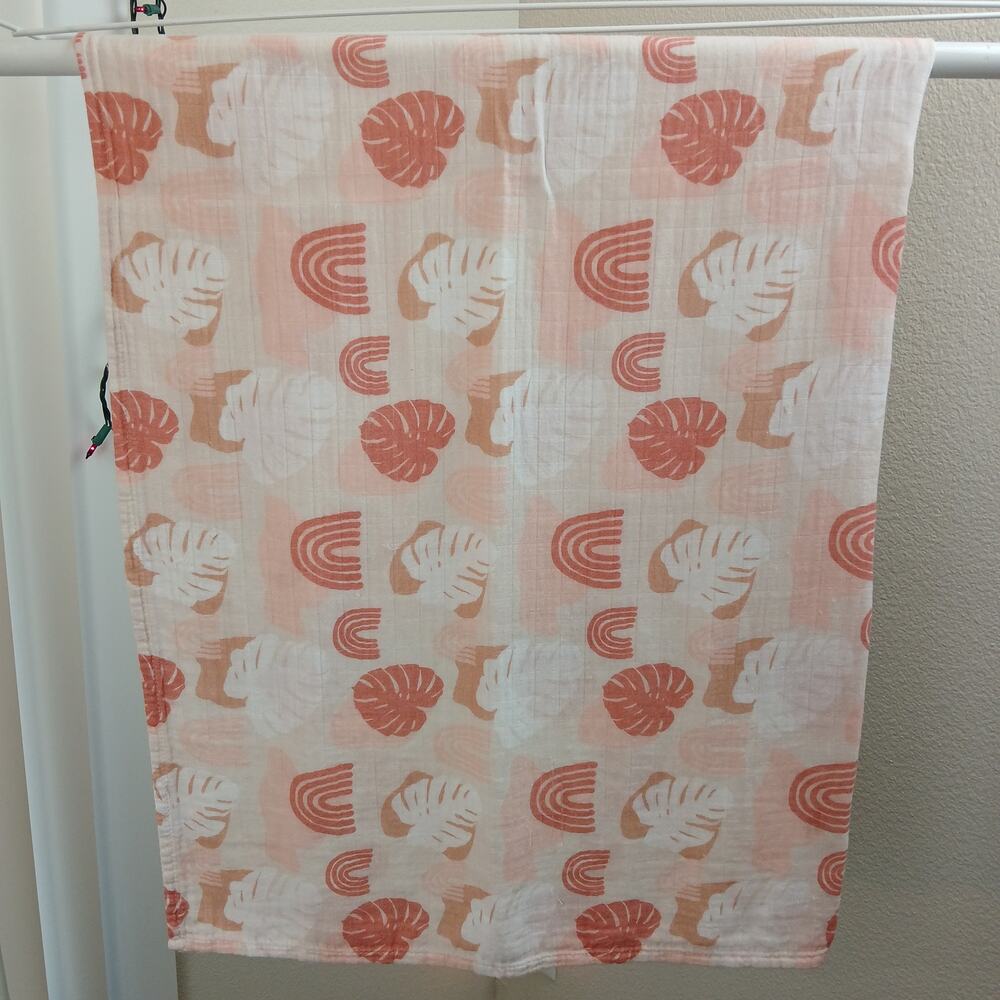 Sweet Honey Hawaii Bamboo Swaddle Blanket 45" x 43" pink rainbows tropical